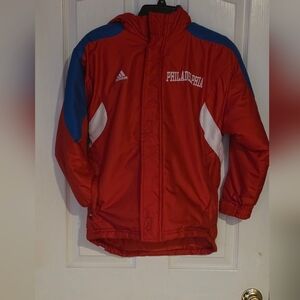 Adidas Red Phillys Baseball Jacket with Blue and White Details